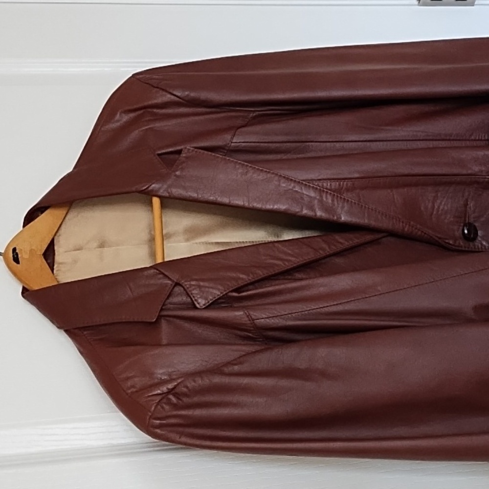 Vagabond Leather Jacket Men's Size 44 Large Vintage Back Kick Pleat Warm Brown - Picture 3 of 11